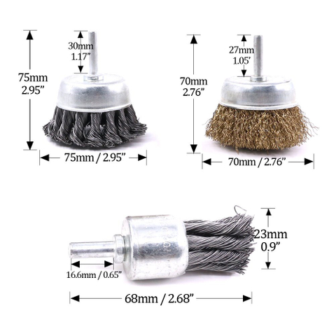DELUN Drill Crimped Cup Wire Wheels Brush Set For Rust Removal Corrosion And Scrub Surfaces