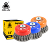 DELUN 3inch Hardware Tols Steel Cup Twisted Brush Industrial Supply for Paint Remove