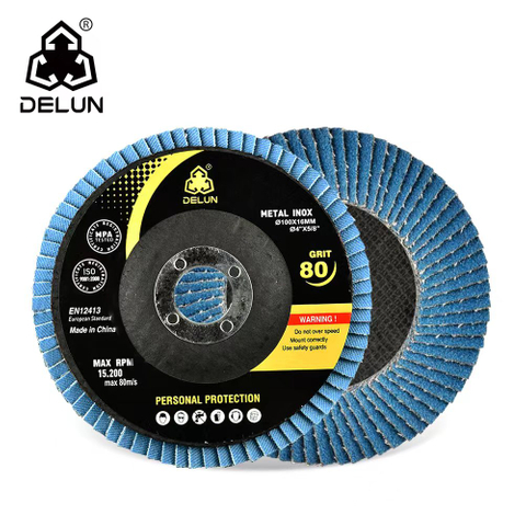DELUN China direct sell high quality 115 mm zirconia oxide flap wheel for stainless steel