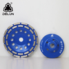 DELUN Double Row Diamond Cup Grinding Wheels 12-Segment Turbo Row Diamond Circular Blade Set for 4-1/2" Angle Grinder