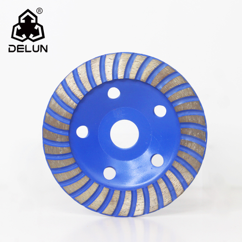  DELUN 4 Inch Double Raw Diamond Grinding Wheel Saw Blade Cutting Disc Round Wheel Polish Segmented Turbo Concrete