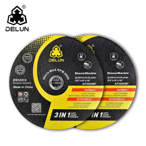 DELUN China Supplier International standard 9 Inch 230 mm Aluminum Oxide Cut Off Wheel For Angle Grinder