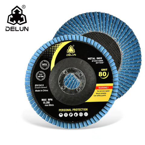 DELUN China Manufacturer High Performance 4.5 inch 115 mm 60 Grit Zirconia Alumina Oxide Flap Disc Wheel For Stainlless Steel