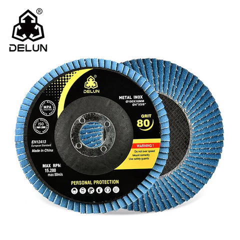 DELUN Abrasives 4.5" Type 29 Flap Discs for Sanding Stock and Rust Removal Finishing Grinding Deburring