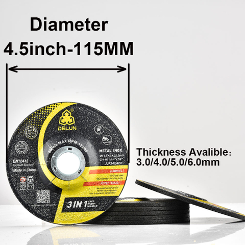 DELUN China Manufacturer International Standard Durable Using 4.5 inch 115mm Grinding Wheel for Metal Polishing with MPA and ISO9001