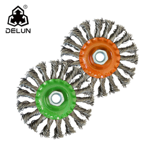 DELUN Japan Quality Twisted Wire Wheel Round Brush Flat Shape for Angle Grinder
