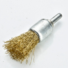 DELUN Brass Coated Wire End Brush for Cleaning Rust Stripping Paint Removal Deburring 6mm Shank for Drill