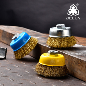 DELUN 4inch Crimped Brass Wire Brush for Polishing Metal Suppliers & Exporters in China