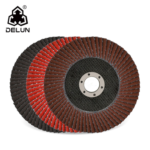 DELUN China Factory High Quality 125mm 120 Grit Alumina Oxide Flap Disc For Steel and Wood