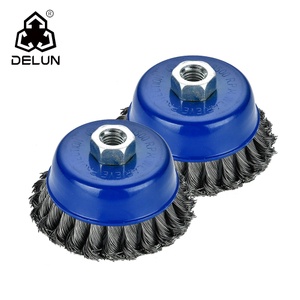 DELUN Brass Twisted Wire Shaft Wire Brush for Angle Grinder Polishing Metal Deburring