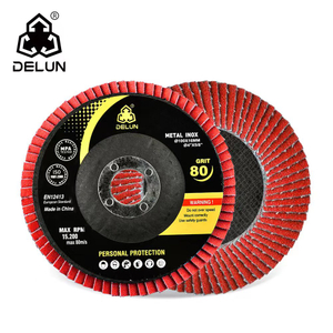 DELUN China Supplier Hot sale high quality 4.5 inch 115 mm zirconia oxide flap wheel for rust removal