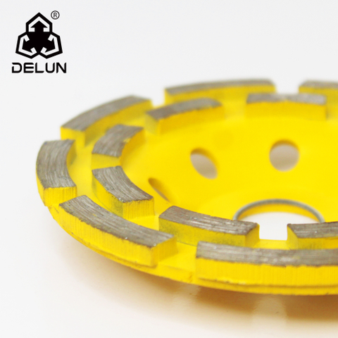DELUN 4.5 Inch Diamond Cup Turbo Grinding Wheel Aluminum Base for Granite Marble Concrete with 58-11 Thread
