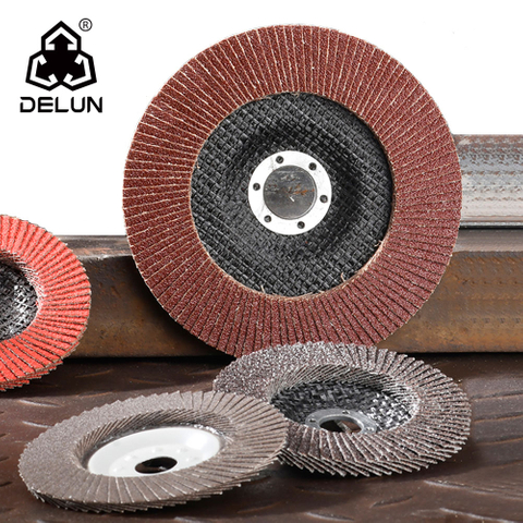 DELUN China Suppliers High Speed 150mm 6 Inch Type T27 29 Long Lifespan Calcined Abrasive Flexible Flap Disc for Metal Steel