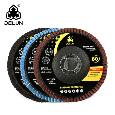 DELUN China Supplies Internaional 125 mm 120 Grit Calcined Aluminum Oxide Flap Wheel For Metal