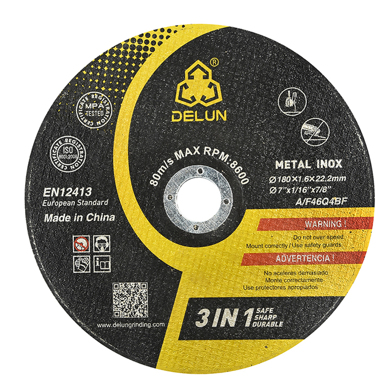 DELUN EN12413 Standard High Performance Thin 7 Inch 180mm Cutting Disc for Metal OEM Supported Abrasive Tools Hot Sale 
