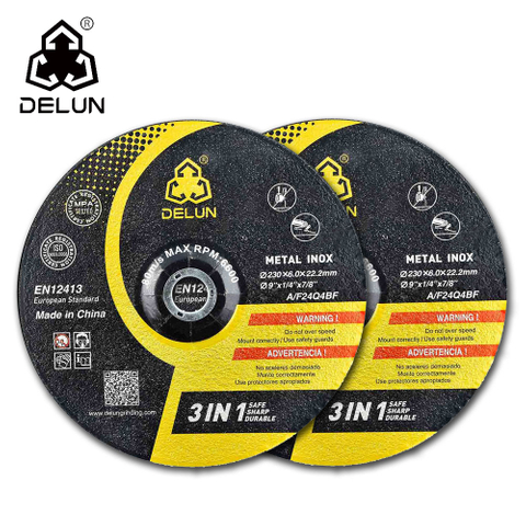 DELUN China Manufacturer Most Popular 9 Inch 2.0mm/3.0mm 120 Grit Ceramic Alumina Oxide Grinding Disc for Stone 